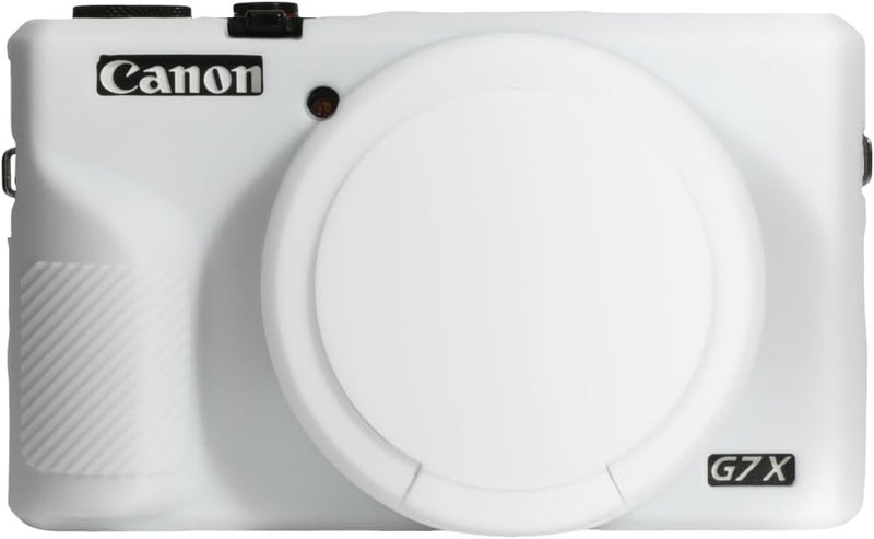 AEXUTDA Case for Canon Powershot G7X Mark III Digital Camera, G7X Mark iii Camera Silicone Case, Anti-Scratch Slim Fit Soft Skin, G7X Mark 3 Accessories with Detachable Lens Cover - White - Image 1